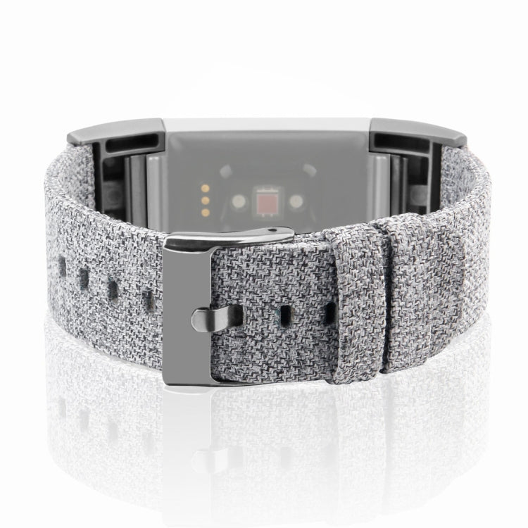 For FITBIT Charge 2 Smart Watch Canvas Watch Band, Size:S(Light Grey)
