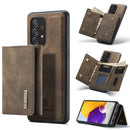For Samsung Galaxy A72 5G / 4G DG.MING M1 Series 3-Fold Multi Card Wallet + Magnetic Back Cover Shockproof Case with Holder Function(Coffee)