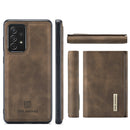 For Samsung Galaxy A72 5G / 4G DG.MING M1 Series 3-Fold Multi Card Wallet + Magnetic Back Cover Shockproof Case with Holder Function(Coffee)