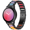 For Samsung Smart Watch 20mm Three-beads Steel + Resin Watch Band(Black Rainbow)