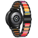 For Samsung Smart Watch 20mm Three-beads Steel + Resin Watch Band(Black Rainbow)
