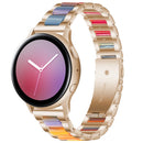 For Samsung Smart Watch 20mm Three-beads Steel + Resin Watch Band(Rose Gold Rainbow)