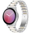 For Samsung Smart Watch 20mm Three-beads Steel + Resin Watch Band(Silver White)