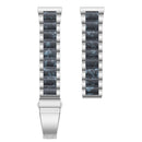 For Samsung Smart Watch 20mm Three-beads Steel + Resin Watch Band(Silver Blue)