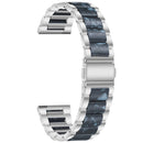 For Samsung Smart Watch 20mm Three-beads Steel + Resin Watch Band(Silver Blue)