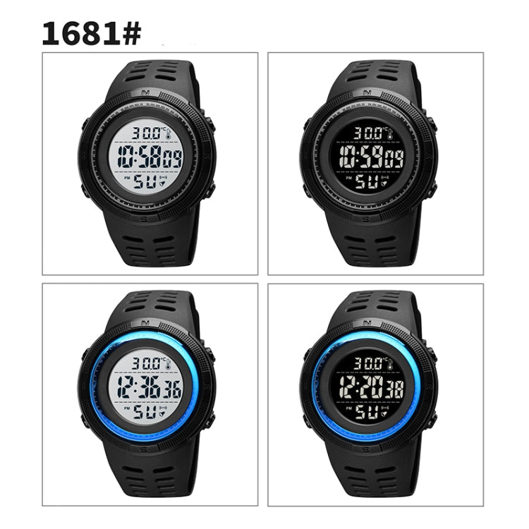 SKMEI 1681 Multifunctional LED Digital Display Luminous Electronic Watch, Support Body / Ambient Temperature Measurement(Blue Black)