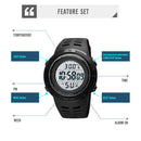 SKMEI 1681 Multifunctional LED Digital Display Luminous Electronic Watch, Support Body / Ambient Temperature Measurement(Black)