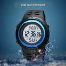 SKMEI 1681 Multifunctional LED Digital Display Luminous Electronic Watch, Support Body / Ambient Temperature Measurement(Blue Black)