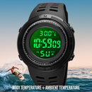 SKMEI 1681 Multifunctional LED Digital Display Luminous Electronic Watch, Support Body / Ambient Temperature Measurement(Blue Black)