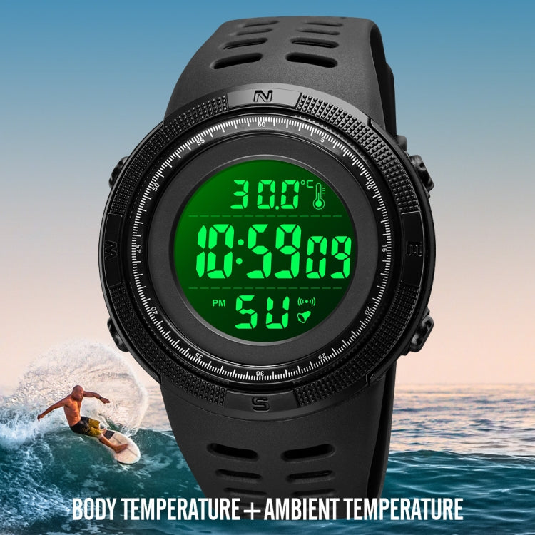 SKMEI 1681 Multifunctional LED Digital Display Luminous Electronic Watch, Support Body / Ambient Temperature Measurement(Blue Black)