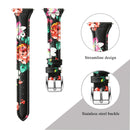 For Fitbit Versa 2 Smart Watch Leather Watch Band, Shrink Version(Pink Flower)