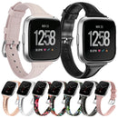 For Fitbit Versa 2 Smart Watch Leather Watch Band, Shrink Version(Pink Flower)