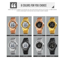 SKMEI 1712 Dual Time LED Digital Display Luminous Stainless Steel Strap Electronic Watch(Gold and Black)
