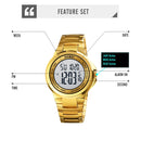 SKMEI 1712 Dual Time LED Digital Display Luminous Stainless Steel Strap Electronic Watch(Gold and Black)