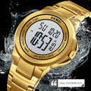 SKMEI 1712 Dual Time LED Digital Display Luminous Stainless Steel Strap Electronic Watch(Gold and Black)