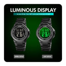 SKMEI 1712 Dual Time LED Digital Display Luminous Stainless Steel Strap Electronic Watch(Silver and White)