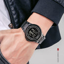 SKMEI 1712 Dual Time LED Digital Display Luminous Stainless Steel Strap Electronic Watch(Gold and Black)