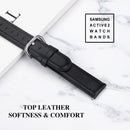 For Galaxy Watch Active Smart Watch Cowhide Leather Watch Band, Size:S 20mm(Black)