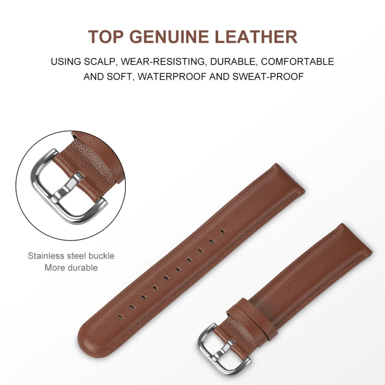 For Galaxy Watch Active 2 Smart Watch Cowhide Leather Watch Band, Size:22mm(Brown)