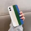 Herringbone Texture Silicone Protective Case For iPhone 12 Pro(Rainbow Blue)