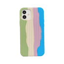 Herringbone Texture Silicone Protective Case For iPhone 12 Pro(Rainbow Green)