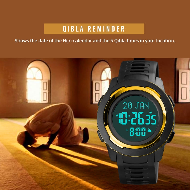SKMEI 1729 Qibla Calendar Timing Multifunctional LED Digital Display Luminous Electronic Watch(Blue and Black)
