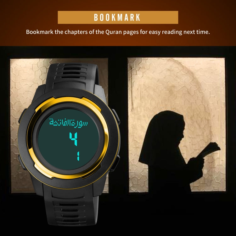 SKMEI 1729 Qibla Calendar Timing Multifunctional LED Digital Display Luminous Electronic Watch(Blue and Black)