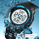 SKMEI 1731 Triplicate Round Dial LED Dual Time Digital Display Luminous Electronic Watch(Blue and Black)