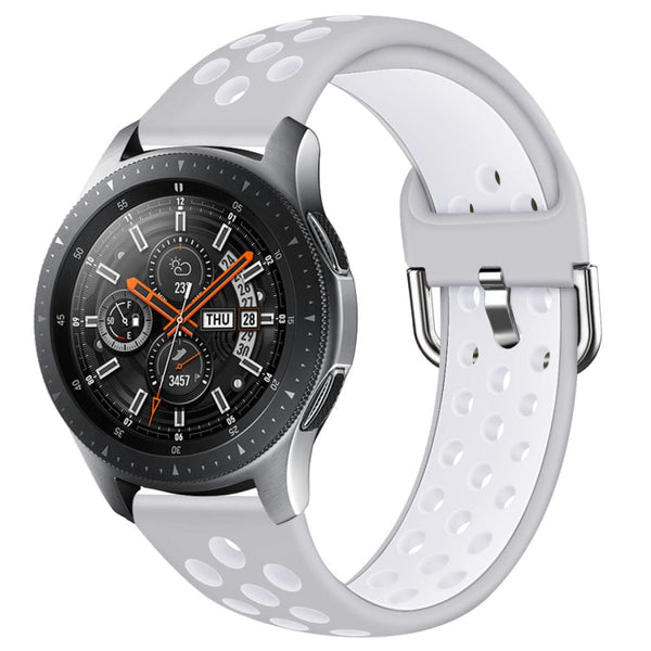 For Galaxy Watch 46 / S3 / Huawei Watch GT 1 / 2 22mm Smart Watch Silicone Double Color Watch Band, Size:S(Grey White)
