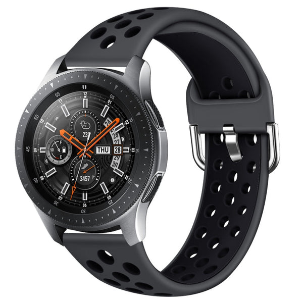 For Galaxy Watch 46 / S3 / Huawei Watch GT 1 / 2 22mm Smart Watch Silicone Double Color Watch Band, Size:S(Grey Black)