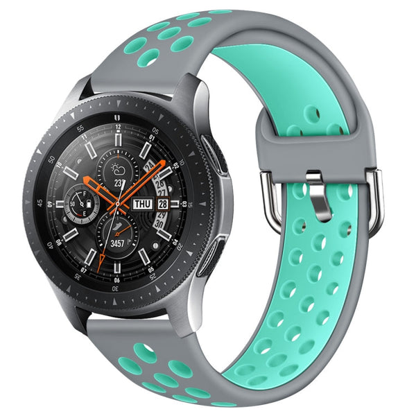 For Galaxy Watch 46 / S3 / Huawei Watch GT 1 / 2 22mm Smart Watch Silicone Double Color Watch Band, Size:S(Grey Green)