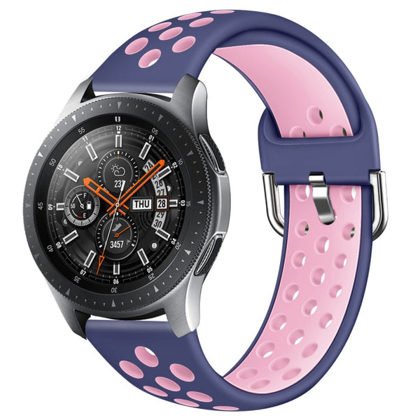 For Galaxy Watch 46 / S3 / Huawei Watch GT 1 / 2 22mm Smart Watch Silicone Double Color Watch Band, Size:S(Blue Pink)