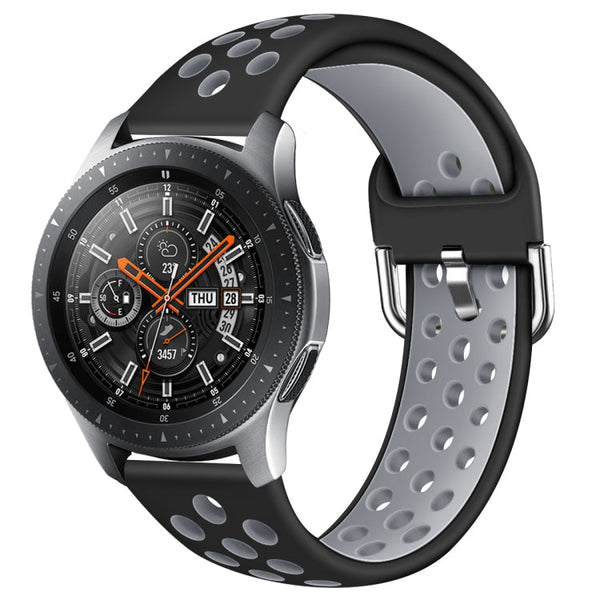 For Galaxy Watch 46 / S3 / Huawei Watch GT 1 / 2 22mm Smart Watch Silicone Double Color Watch Band, Size:S(Black Grey)