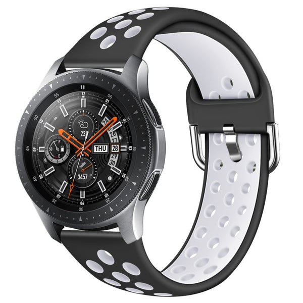 For Galaxy Watch 46 / S3 / Huawei Watch GT 1 / 2 22mm Smart Watch Silicone Double Color Watch Band, Size:S(Black White)