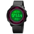 SKMEI 1736 Triplicate Round Dial Timing LED Digital Display Luminous Electronic Watch(Rose Red and White)