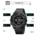 SKMEI 1736 Triplicate Round Dial Timing LED Digital Display Luminous Electronic Watch(Black)