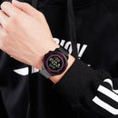 SKMEI 1736 Triplicate Round Dial Timing LED Digital Display Luminous Electronic Watch(Black)
