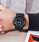 SKMEI 1742 Four-screen LED Digital Display Luminous Sports Shockproof Electronic Watch for Men(Black)