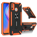 For Tecno Spark 6 Go War-god Armor TPU + PC Shockproof Magnetic Protective Case with Folding Holder(Orange + Black)