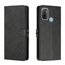 For OPPO A53 / A53s Stitching Style 2-Color Cow Texture Horizontal Flip PU Leather Case with Holder & Card Slot & Lanyard(Black)