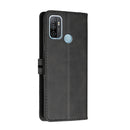 For OPPO A53 / A53s Stitching Style 2-Color Cow Texture Horizontal Flip PU Leather Case with Holder & Card Slot & Lanyard(Black)