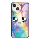 Colorful Painted Glass Shockproof Protective Case For iPhone 13 Mini(Big Eyes Animal)