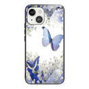 Colorful Painted Glass Shockproof Protective Case For iPhone 13 Mini(Flowers and Butterflies)