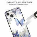 Colorful Painted Glass Shockproof Protective Case For iPhone 13 Mini(Flowers and Butterflies)