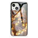Colorful Painted Glass Shockproof Protective Case For iPhone 13 Mini(Fox)