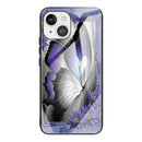 Colorful Painted Glass Shockproof Protective Case For iPhone 13 Mini(Butterfly)