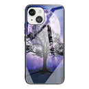 Colorful Painted Glass Shockproof Protective Case For iPhone 13 Mini(Tree)