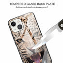 Colorful Painted Glass Shockproof Protective Case For iPhone 13 Mini(Leopard)