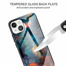 Colorful Painted Glass Shockproof Protective Case For iPhone 13 Mini(Clouds)