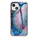 Colorful Painted Glass Shockproof Protective Case For iPhone 13 Mini(Mandala)